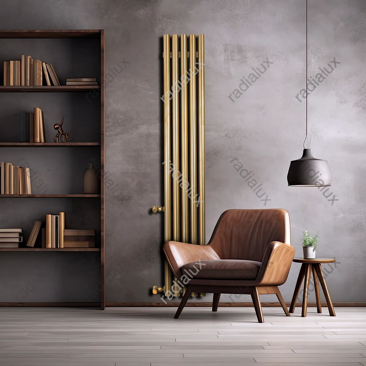 Worker installing radiator